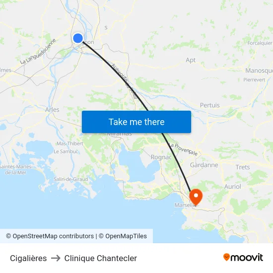 Cigalières to Clinique Chantecler map