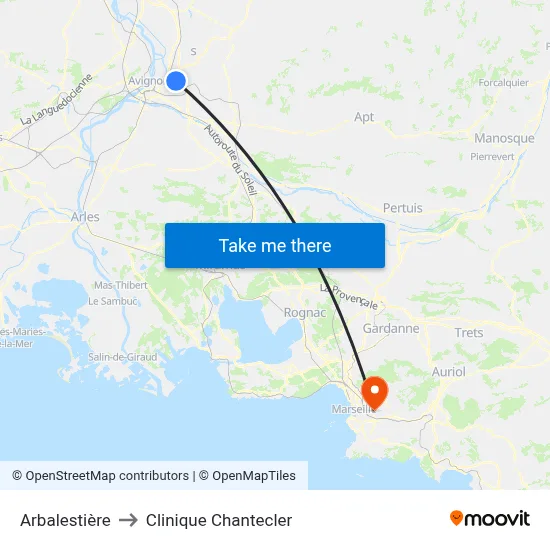 Arbalestière to Clinique Chantecler map