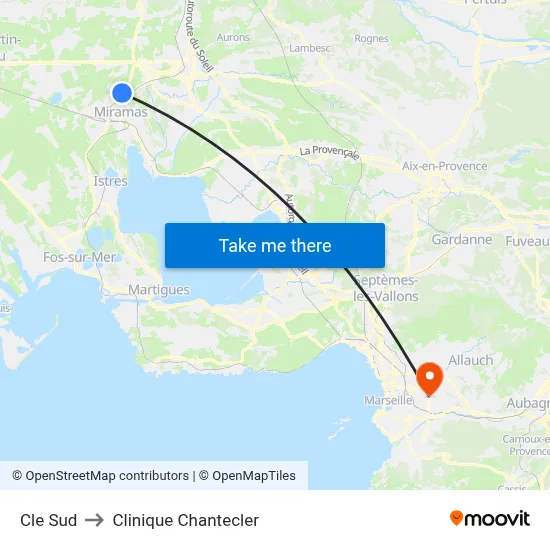 Cle Sud to Clinique Chantecler map