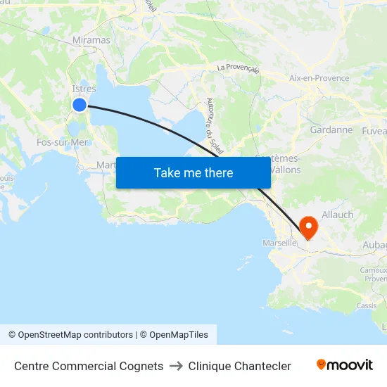 Centre Commercial Cognets to Clinique Chantecler map