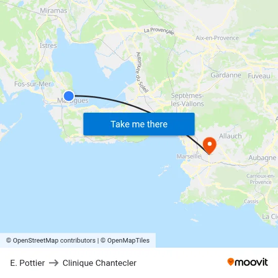 E. Pottier to Clinique Chantecler map