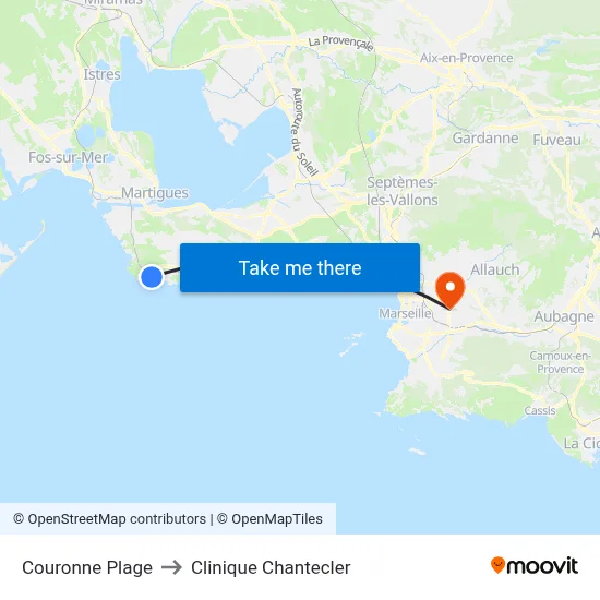 Couronne Plage to Clinique Chantecler map