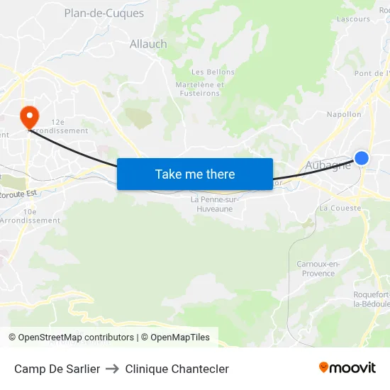 Camp De Sarlier to Clinique Chantecler map