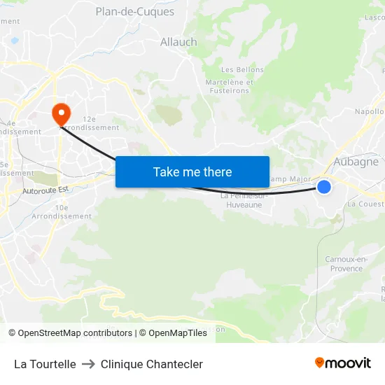 La Tourtelle to Clinique Chantecler map
