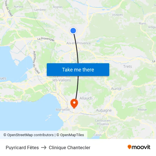 Puyricard Fêtes to Clinique Chantecler map