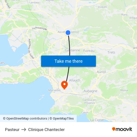 Pasteur to Clinique Chantecler map