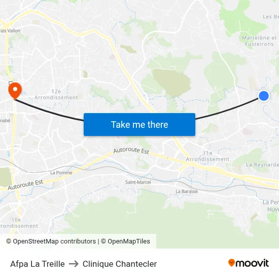 Afpa La Treille to Clinique Chantecler map