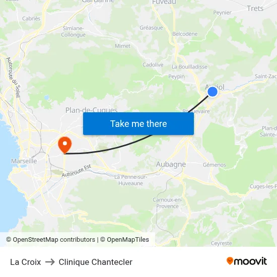 La Croix to Clinique Chantecler map