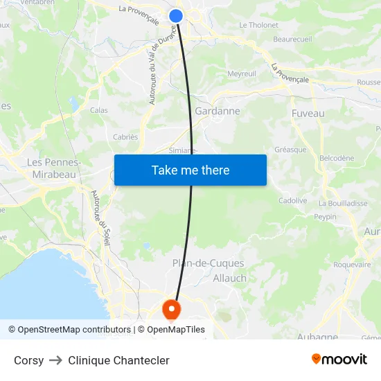 Corsy to Clinique Chantecler map