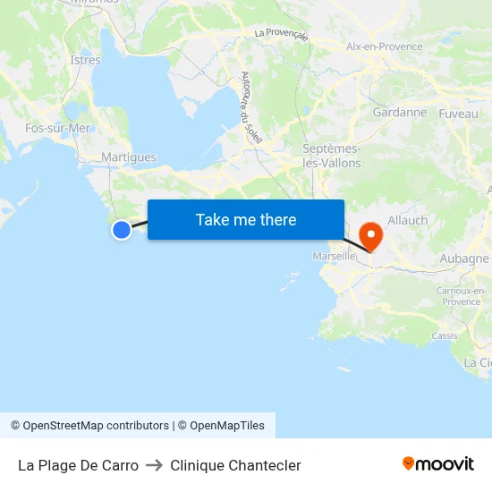 La Plage De Carro to Clinique Chantecler map