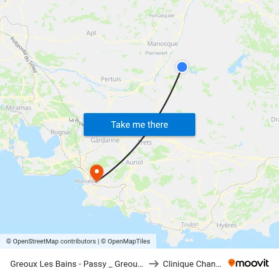 Greoux Les Bains - Passy _ Greouxlesbains to Clinique Chantecler map