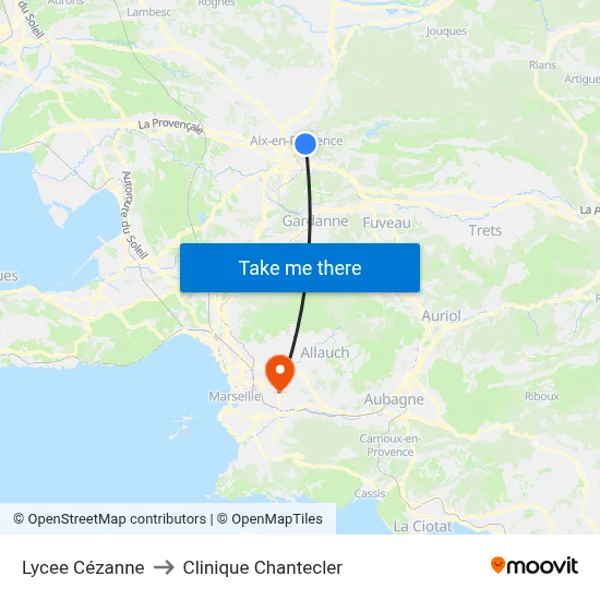 Lycee Cézanne to Clinique Chantecler map