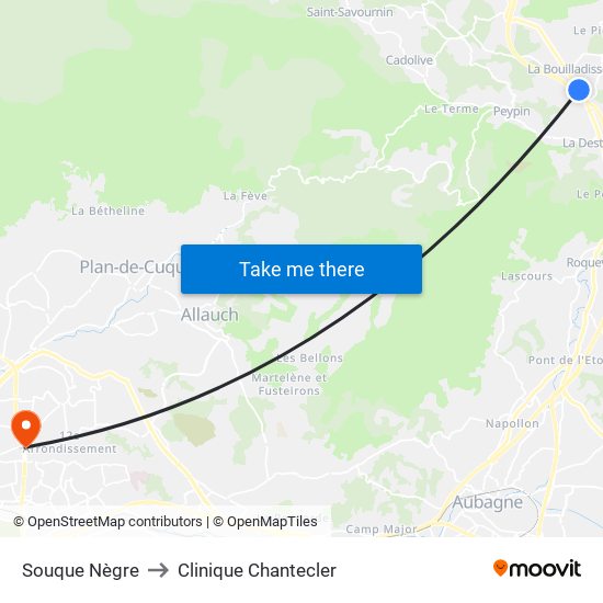 Souque Nègre to Clinique Chantecler map