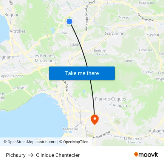 Pichaury to Clinique Chantecler map