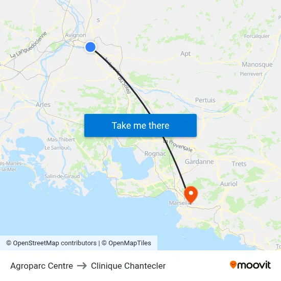 Agroparc Centre to Clinique Chantecler map