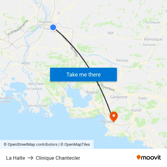 La Halte to Clinique Chantecler map