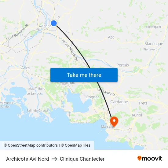 Archicote Avi Nord to Clinique Chantecler map