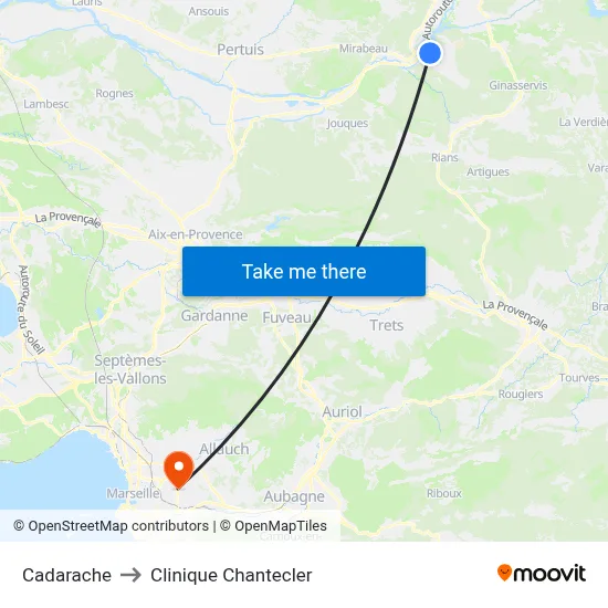 Cadarache to Clinique Chantecler map