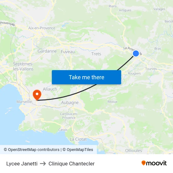Lycee Janetti to Clinique Chantecler map