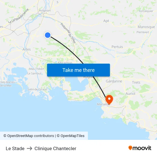 Le Stade to Clinique Chantecler map