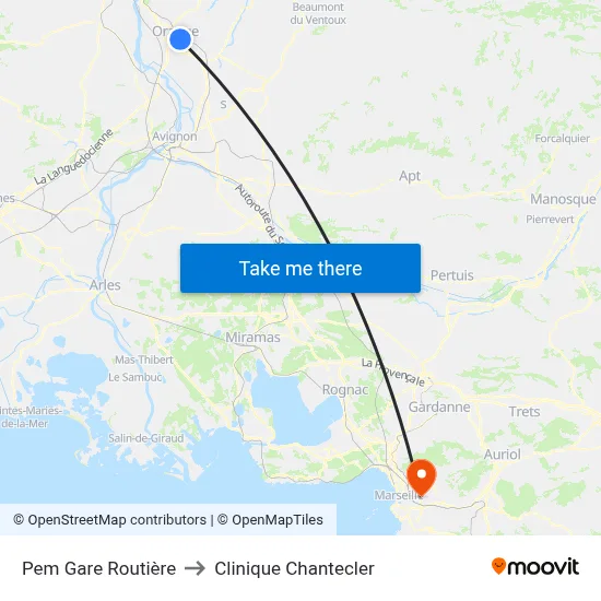 Pem Gare Routière to Clinique Chantecler map