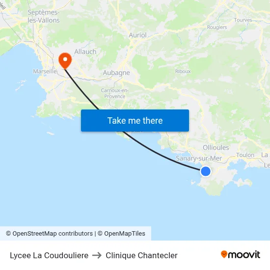 Lycee La Coudouliere to Clinique Chantecler map
