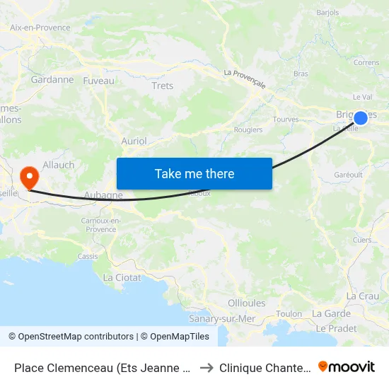 Place Clemenceau (Ets Jeanne D'Arc) to Clinique Chantecler map