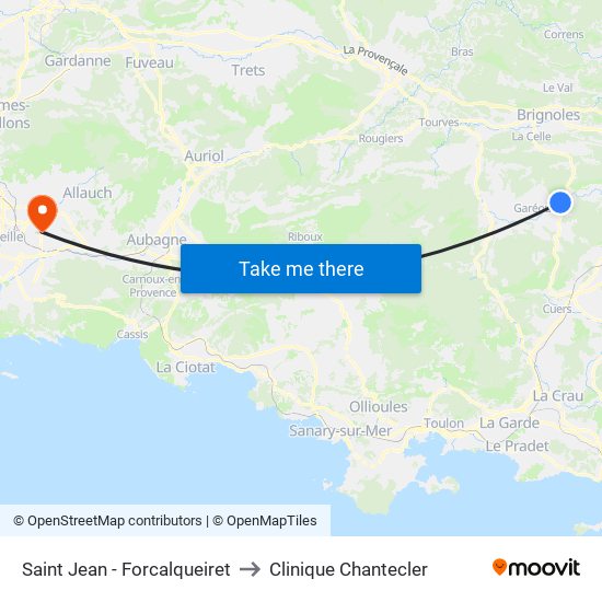 Saint Jean - Forcalqueiret to Clinique Chantecler map
