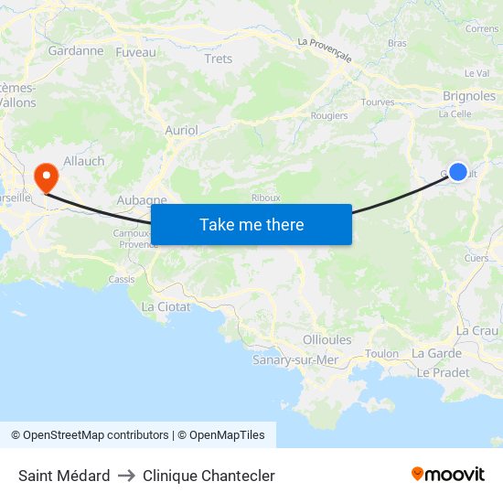 Saint Médard to Clinique Chantecler map
