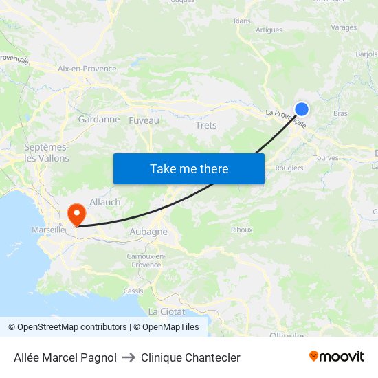 Allée Marcel Pagnol to Clinique Chantecler map