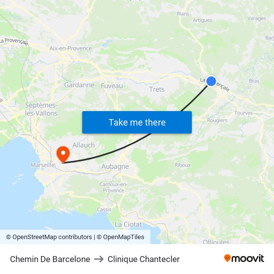 Chemin De Barcelone to Clinique Chantecler map
