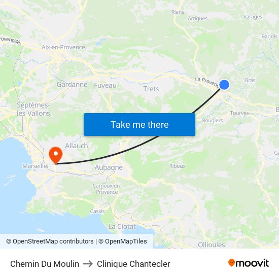 Chemin Du Moulin to Clinique Chantecler map