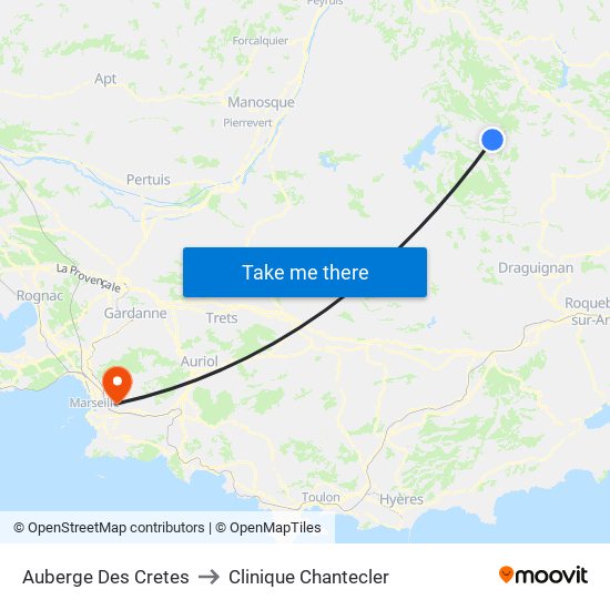 Auberge Des Cretes to Clinique Chantecler map