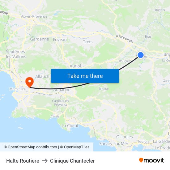 Halte Routiere to Clinique Chantecler map