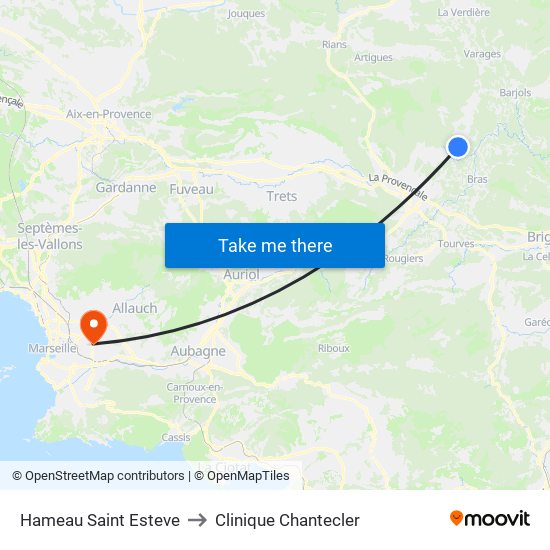 Hameau Saint Esteve to Clinique Chantecler map