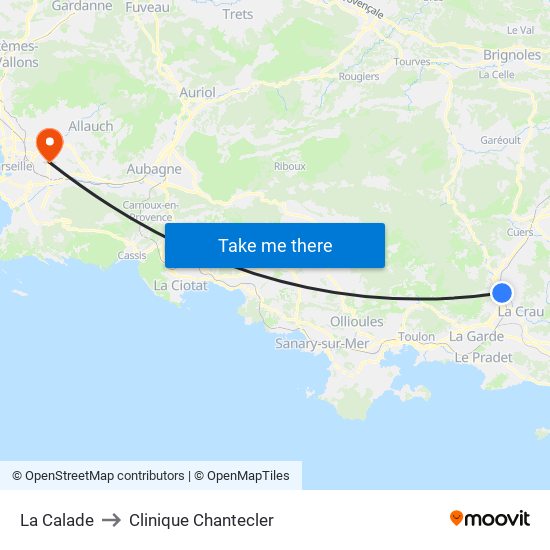 La Calade to Clinique Chantecler map