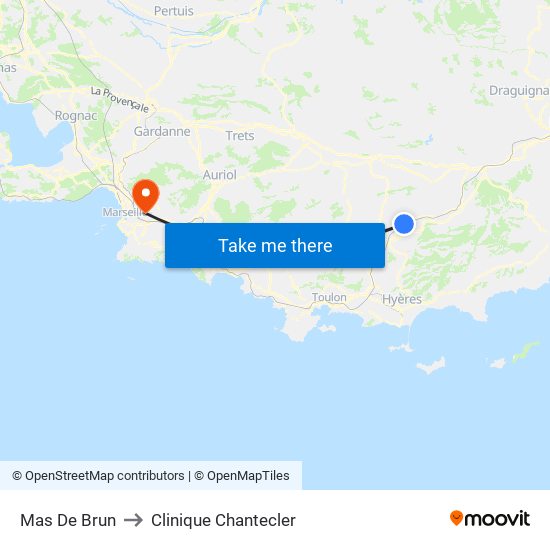 Mas De Brun to Clinique Chantecler map