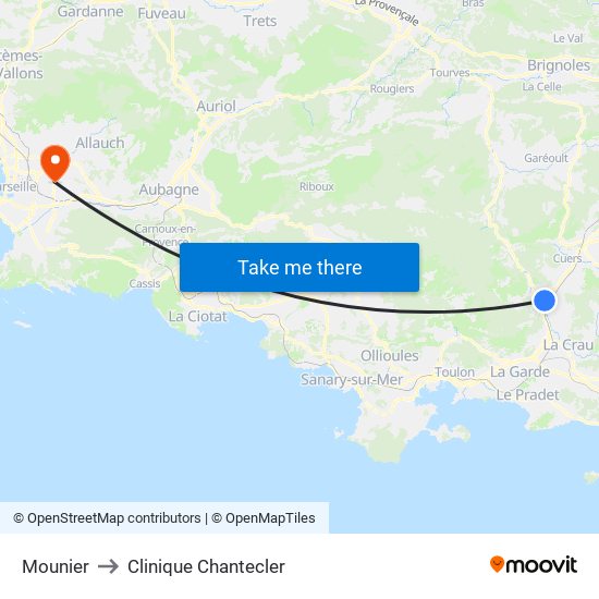 Mounier to Clinique Chantecler map