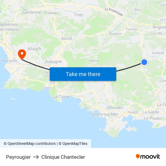 Peyrougier to Clinique Chantecler map