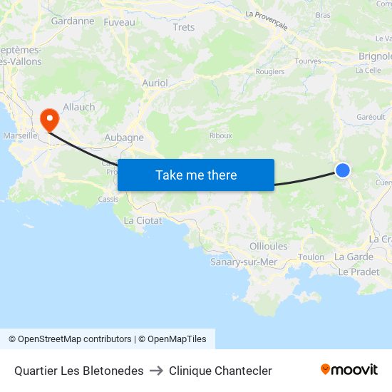 Quartier Les Bletonedes to Clinique Chantecler map