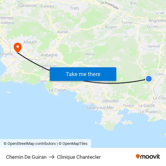 Chemin De Guiran to Clinique Chantecler map