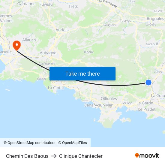 Chemin Des Baous to Clinique Chantecler map