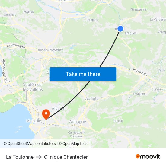 La Toulonne to Clinique Chantecler map