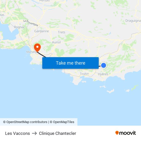 Les Vaccons to Clinique Chantecler map