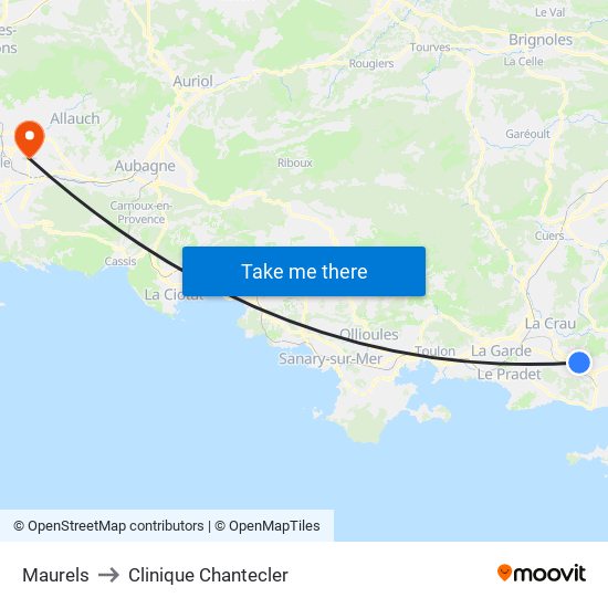 Maurels to Clinique Chantecler map