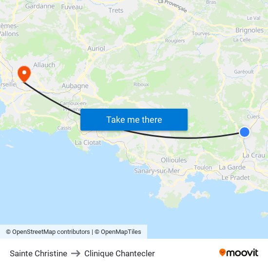 Sainte Christine to Clinique Chantecler map