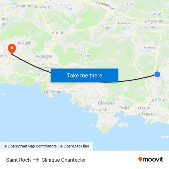 Saint Roch to Clinique Chantecler map