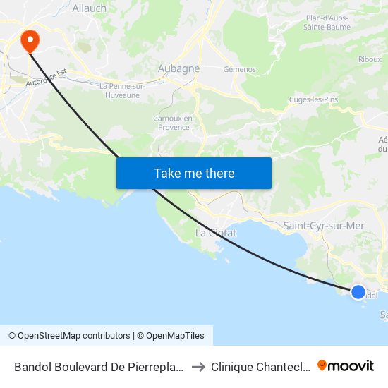 Bandol Boulevard De Pierreplane to Clinique Chantecler map