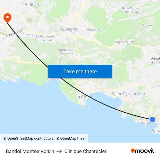 Bandol Montee Voisin to Clinique Chantecler map