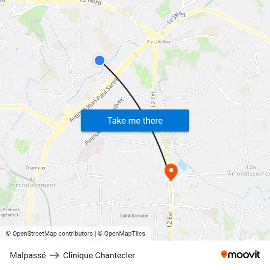 Malpassé to Clinique Chantecler map